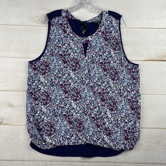 41 Hawthorn Blouse Women’s 2XL Blue Floral Boho Sleeveless Stretch Keyhole - Picture 1 of 11